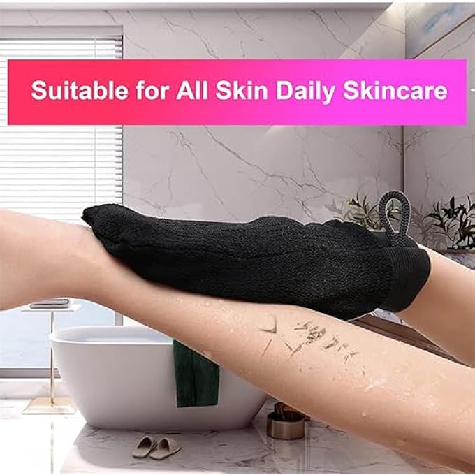 TJMR Morocco loofah Body Bath Scrub Mitt Tan Removal Kessa Body Wash Scrub Bath Gloves Hammam Scrub Mitt Exfoliating glove Body Scrubs Deep Cleaning Dead Skin Remove Scrub Gloves for Shower - Image 3